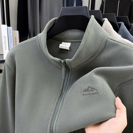 双面奥粒绒加厚男士立领卫衣外套秋冬季新款纯色休闲保暖拉链上衣 商品图0