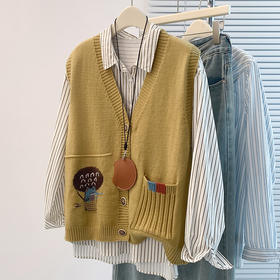 GYH 8290针织马甲开衫V领宽松叠穿毛衣坎肩