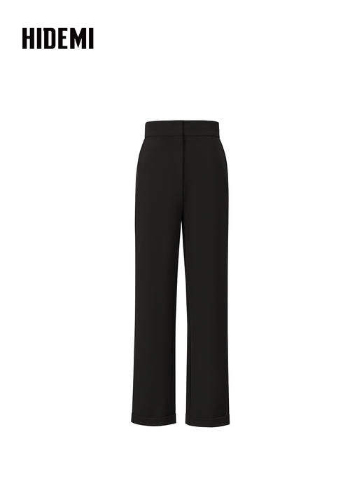 超显瘦极简铅笔裤九分卷边西裤 黑色/生巧 商品图4