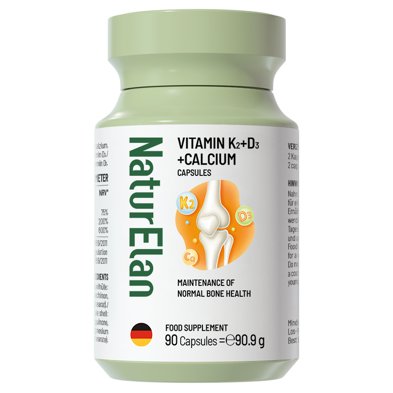 【通用】NaturElan呐兔 钙+维D3+维K2胶囊 90粒-nb