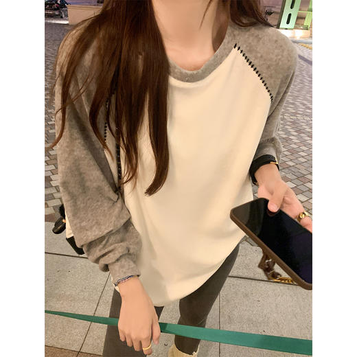 <曾小咸推荐>2.21现货秒杀 ！微信超特价！韩系拼色打底长袖T恤 日常129.99 立减60 秒杀69.99！！ 商品图2