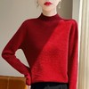 【清河羊毛羊绒专场】鹿展YBS2402 女款半高领宽松羊毛衫 100%羊毛 商品缩略图5