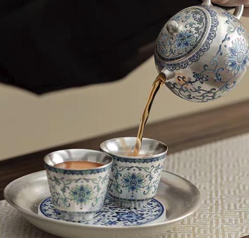 瓷鎏银・福运连连茶器组（一壶两杯一托） 商品图0