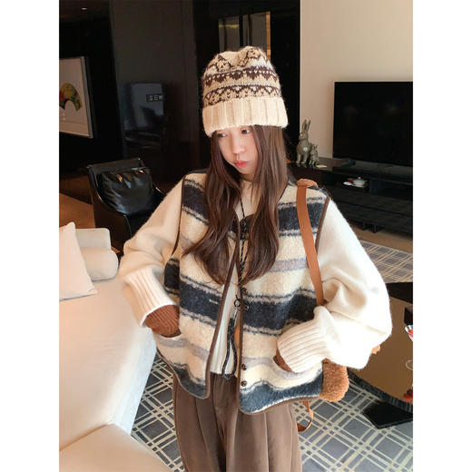 <曾小咸推荐>韩系撞色圆领马甲 商品图0