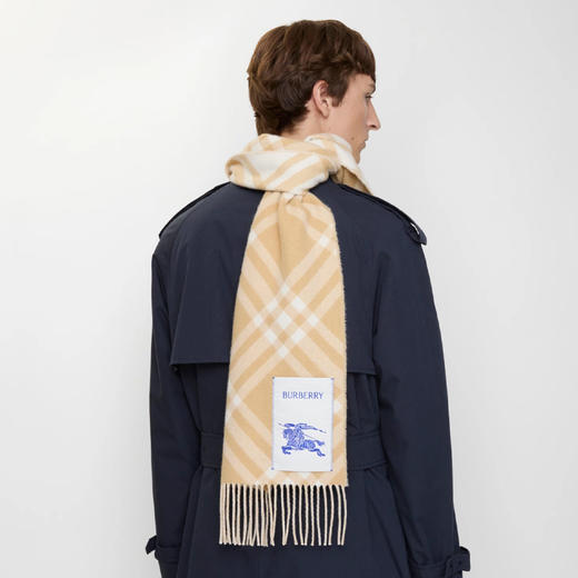 BURBERRY 巴宝莉 中性马术骑士徽标贴片格纹羊绒围巾 格子 8115258 B9719 商品图7