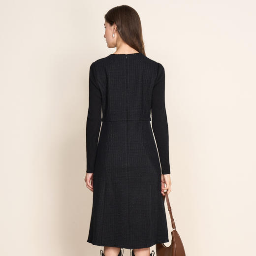 EITIE爱特爱复古黑色收腰显瘦通勤连衣裙冬新款8007723 商品图4