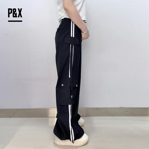 P&X设计师女装春夏秋街头休闲裤高街梭织休闲长裤824109803 黑色 商品图1