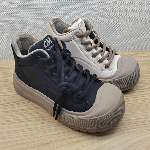 2024豪行冬季新款24430412M真皮低跟休闲高帮加绒女棉鞋 商品图2