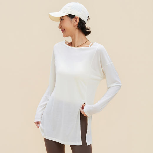 跃牌【周游世界】秋冬新款瑜伽服女轻薄透气罩衫上衣吸湿速干长袖T恤宽松健身服TP0964 商品图3