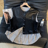 GYH 9373独特别致皮马甲宽松拼接假两件马夹无袖坎肩外套 商品缩略图1