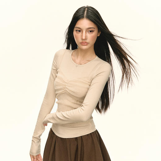 Ariseism 美式复古长袖T恤女秋季新款修身上衣 商品图1