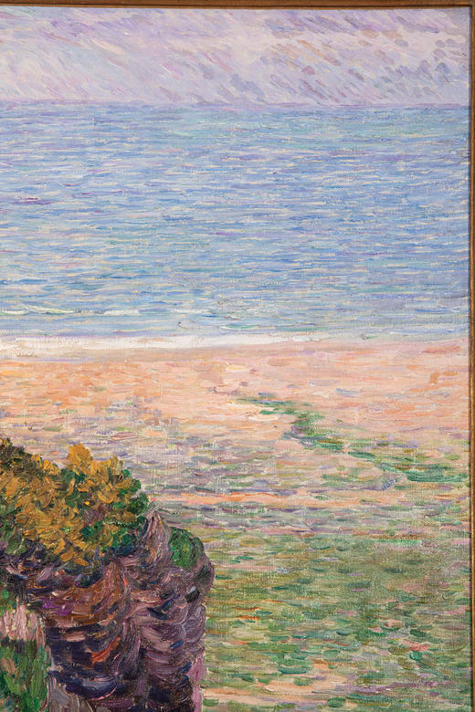 独角鹿西洋古董19世纪法国克罗藏画派著名画家Léon Detroy签名创作风景主题布面油画《海滨》 商品图8