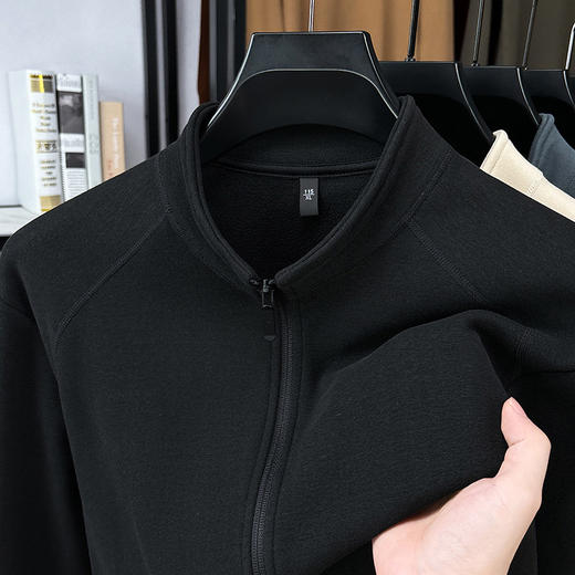 【男士秋冬季立领外套 】 纯色长袖开衫半高领拉链卫衣时尚保暖舒适 商品图4