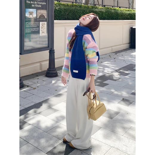 <曾小咸推荐>2.4现货秒杀 ！微信超特价！多巴胺配色条纹毛衣 日常199.99 立减110 秒杀89.99！！ 商品图4