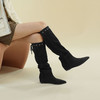 Westory2025年冬季尖头平跟羊京波西米亚休闲风宽松一脚蹬高靴堆堆靴W25DQ85541 商品缩略图1