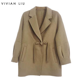 VIVIAN LIU薇薇安刘A2559303秋女装新款中长款牛角扣插肩羊毛大衣