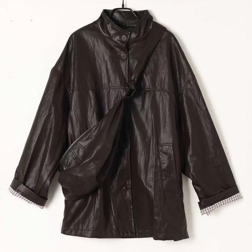 10天左右发货【皮衣 咖色&黑色】黑色附赠腰带，咖色附赠包包。花姐朋友出口俄罗斯款货源，高性价比款，环保蛋白皮，质感满分，光泽度佳~超柔软休闲夹克，皮衣外套秋装~ 商品图4