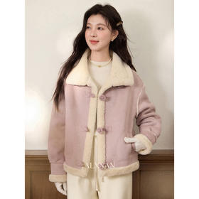 鹿向南「浪漫主义」加厚紫色短款显瘦小个子保暖减龄外套女秋冬季