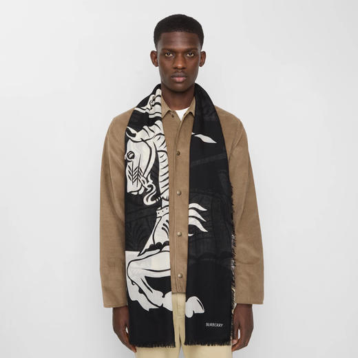 BURBERRY 巴宝莉 中性宽版马术骑士印花羊毛围巾 混色 8113032 C1343 商品图5