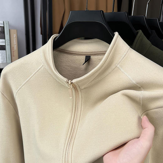 【男士秋冬季立领外套 】 纯色长袖开衫半高领拉链卫衣时尚保暖舒适 商品图3