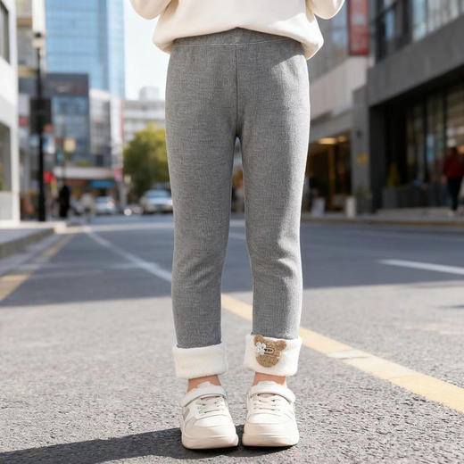 【39.9元2件】贝舒嘉女童深秋加绒打底可外穿长裤女孩秋冬新款可爱薄绒修身裤90-150 商品图3