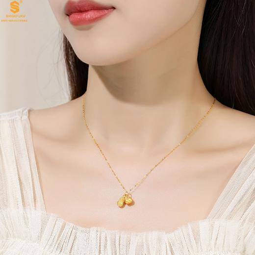 【品牌授权】【香港周六福】黄金钻石首饰 5D足金吊坠好事发生（附赠K金项链） 商品图4