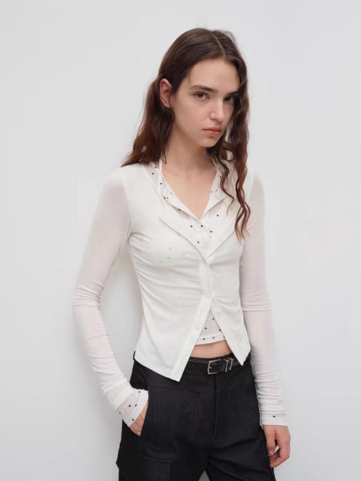 出逃赤岗西/25AWT183/莱赛尔波点长袖T恤 商品图0