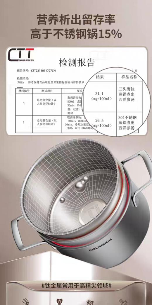 【6F】德国三头鹰纯钛汤蒸锅 商品图3