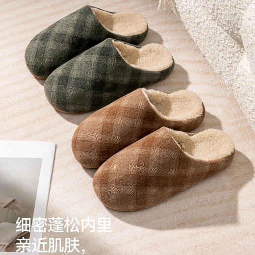 【36-44码】男/女士冬季棉拖鞋女棉拖室内居家男拖鞋防滑经典格纹保暖【WG25108W/M】 商品图2