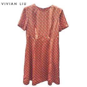 VIVIAN LIU薇薇安刘A2534101 夏季女装法式圆点收腰短袖连衣裙