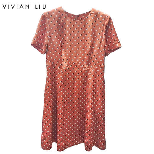 VIVIAN LIU薇薇安刘A2534101 夏季女装法式圆点收腰短袖连衣裙 商品图0
