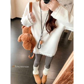 <曾小咸推荐>韩版拼接蕾丝花边T恤