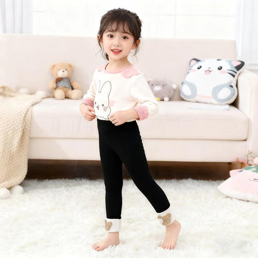 【39.9元2件】贝舒嘉女童深秋加绒打底可外穿长裤女孩秋冬新款可爱薄绒修身裤90-150 商品图2
