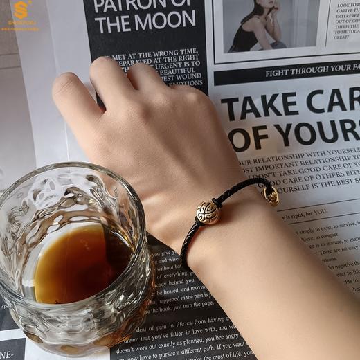 【品牌授权】【香港周六福】黄金钻石首饰 （幸运）酷黑珐琅手绘转运珠情侣手绳 商品图5