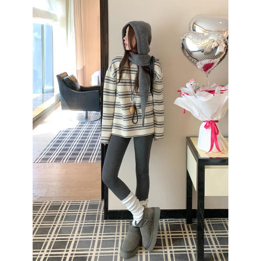 <曾小咸推荐>2.20现货秒杀 ！微信超特价！2色磨毛撞色条纹T恤 日常149.99 立减80 秒杀69.99！！ 商品图3