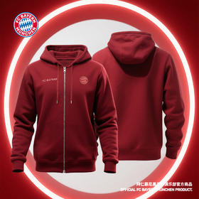 【官方正版】拜仁足球俱乐部丨深红连帽卫衣男女款运动休闲外套