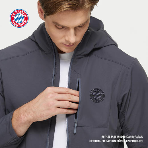 【官方正版】拜仁足球俱乐部 | 拉链连帽夹克秋冬灰色运动休闲外套 商品图2