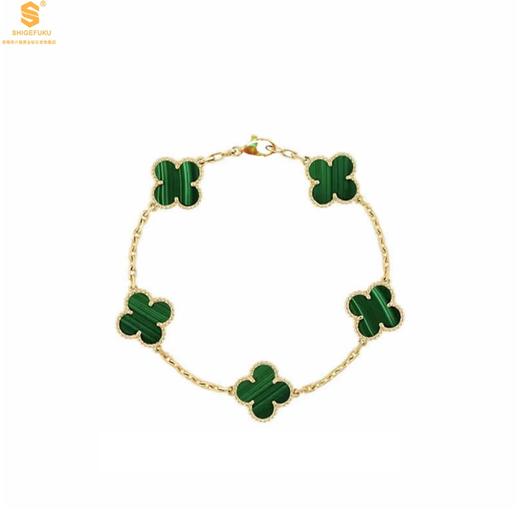 【双12抢先购 限时特惠】黄金钻石首饰 VC四叶草五花手链 商品图1