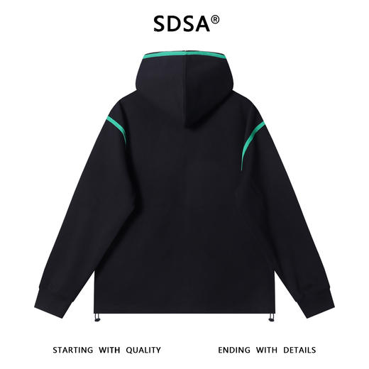 WT260SDSA秋冬新款痞帅男装撞色织带刺绣标拉链连帽下摆松紧设计百搭潮 商品图5