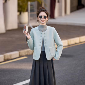 HR YJH5137韩系娃娃领双面羊毛大衣气质毛呢外套