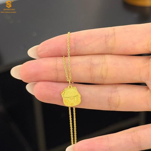 【品牌授权】【香港周六福】黄金钻石首饰足金内嵌足银CNC精雕招财猫吊坠（附赠K金项链） 商品图2