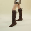 Westory2025年冬季尖头平跟羊京波西米亚休闲风宽松一脚蹬高靴堆堆靴W25DQ85541 商品缩略图7