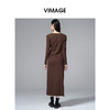 VIMAGE纬漫纪显瘦气质方领纽扣秋冬新款连衣裙V2407110 商品缩略图4