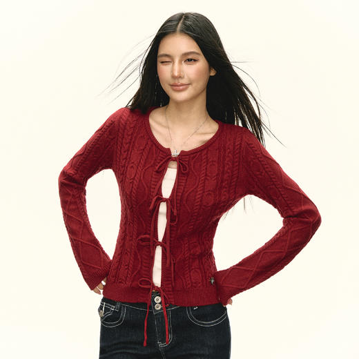 Ariseism 美式复古针织开衫毛衣女秋季新款上衣 商品图1