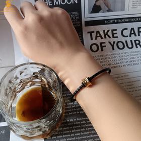 【双12抢先购 限时特惠】黄金钻石首饰 （勇气）酷黑珐琅手绘转运珠情侣手绳