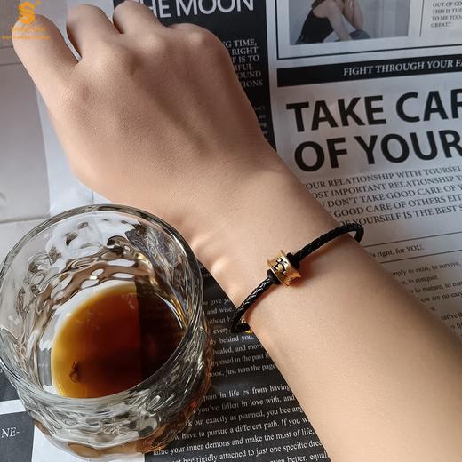 【双12抢先购 限时特惠】黄金钻石首饰 （勇气）酷黑珐琅手绘转运珠情侣手绳 商品图0