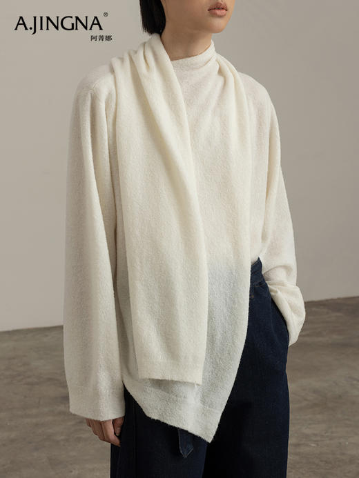 【温暖松弛】阿菁娜围巾领设计感长袖针织衫F30D302006 商品图4