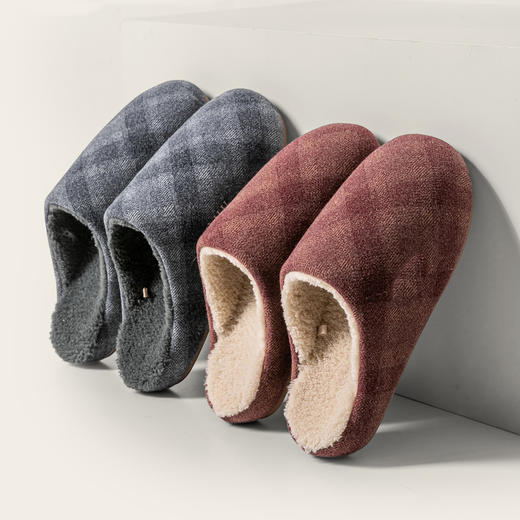 【36-44码】男/女士冬季棉拖鞋女棉拖室内居家男拖鞋防滑经典格纹保暖【WG25108W/M】 商品图3