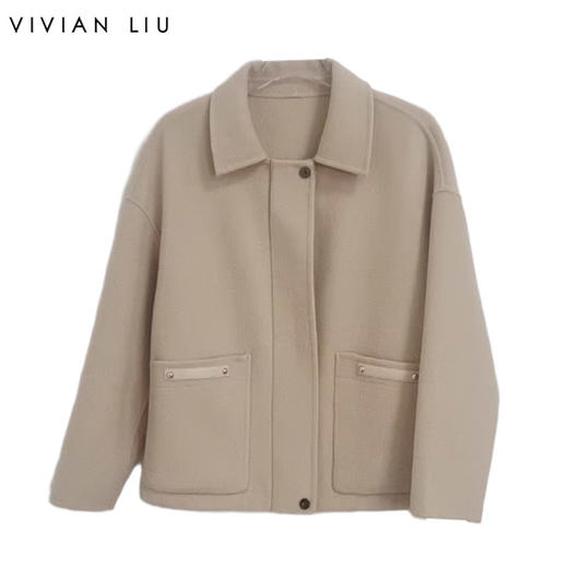VIVIAN LIU薇薇安刘A2559302秋季女装新款小翻领拉链短款羊毛外套 商品图0