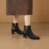 【预售5天】温柔蝴蝶结时尚新款方头粗跟高跟短筒短靴子气质时装靴HY&H3743 商品缩略图1